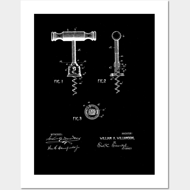 Corkscrew Vintage Patent Drawing Wall Art by TheYoungDesigns